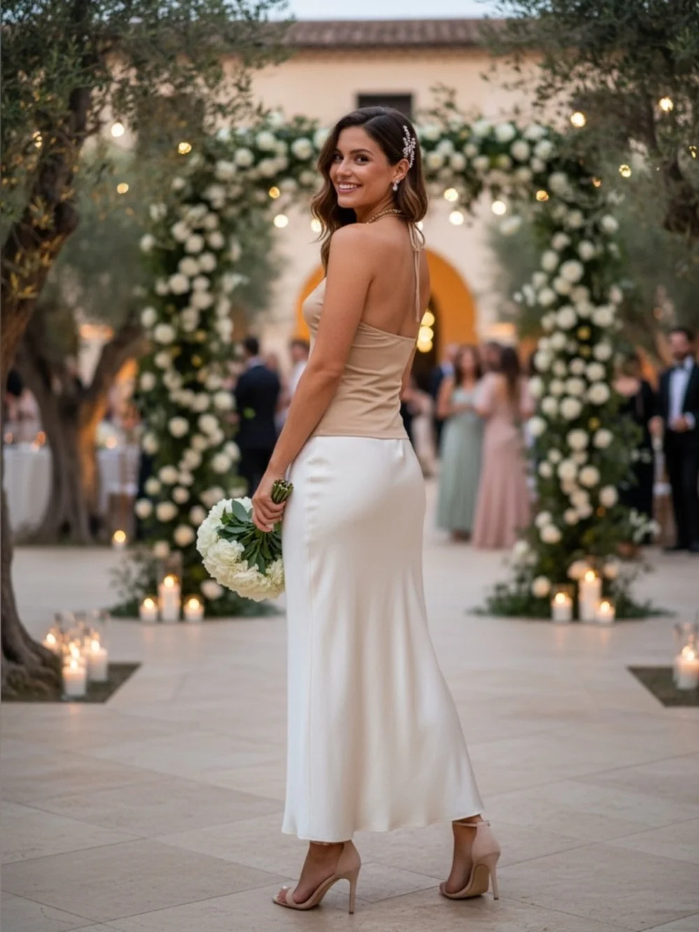 Dolce & Gabbana Limited Release Ribbed Tank Golden Fawn V Neck Halter Tie Top 46 - Picture 2 of 11